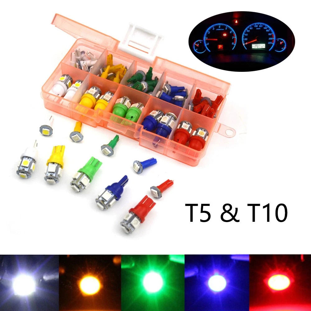 40Pcs T5 T10 LED Dashboard Light Bulb for Universal Cars (12V)