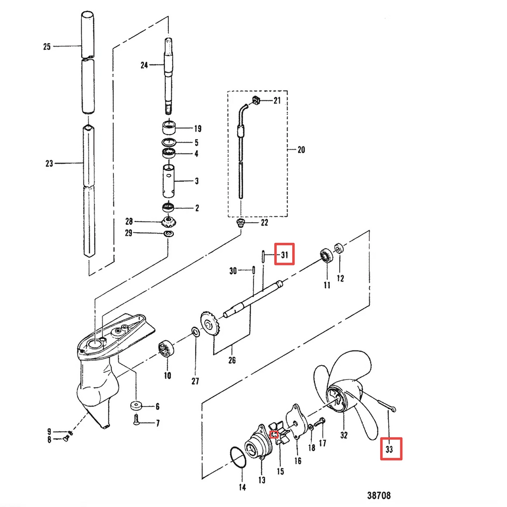 Propeller Shear Pin & Split Pin Kit for Mercury 2-3.5 HP Outboard (1990–2023)