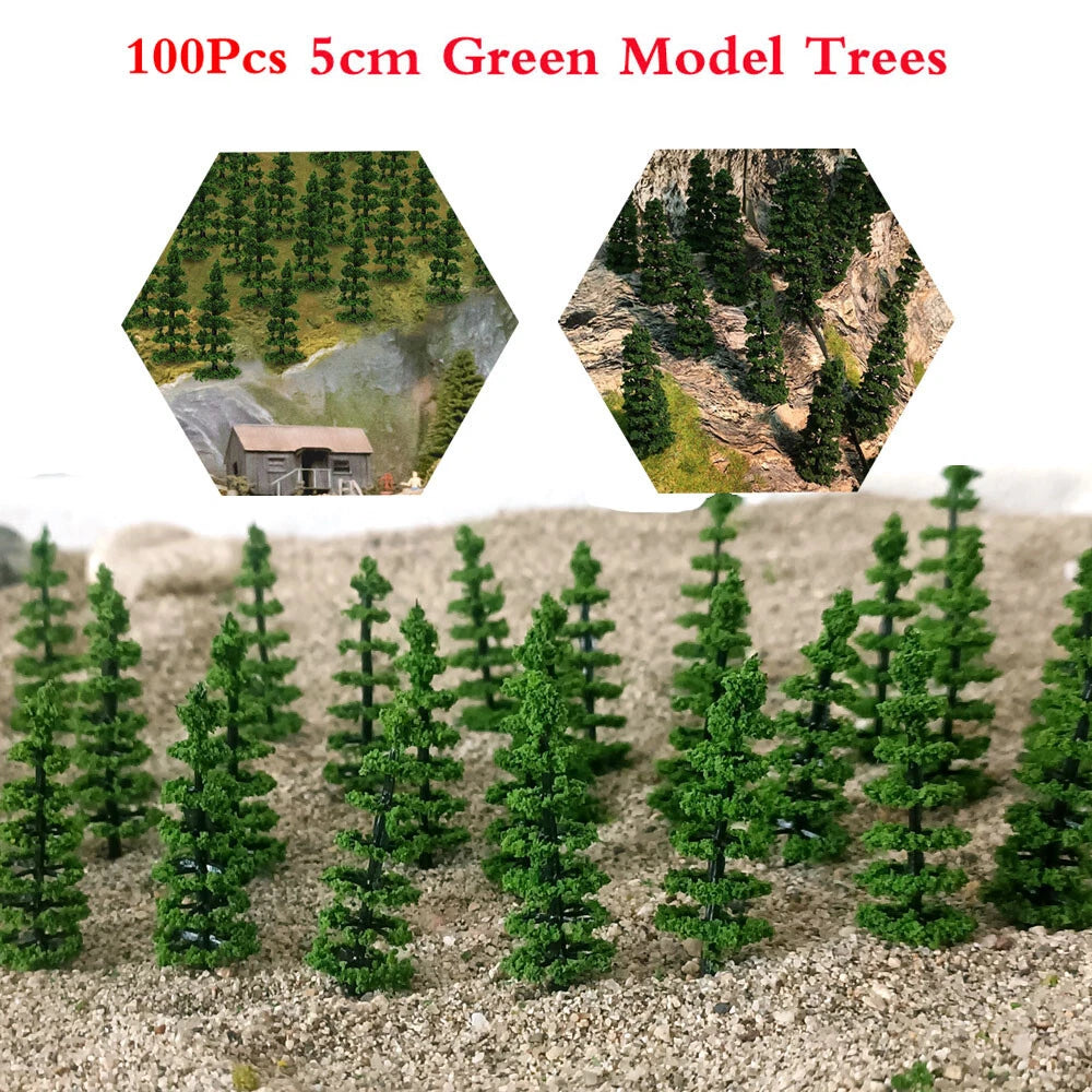 Set of 100 Mini Model Trees for Diorama Train Railroad Landscape