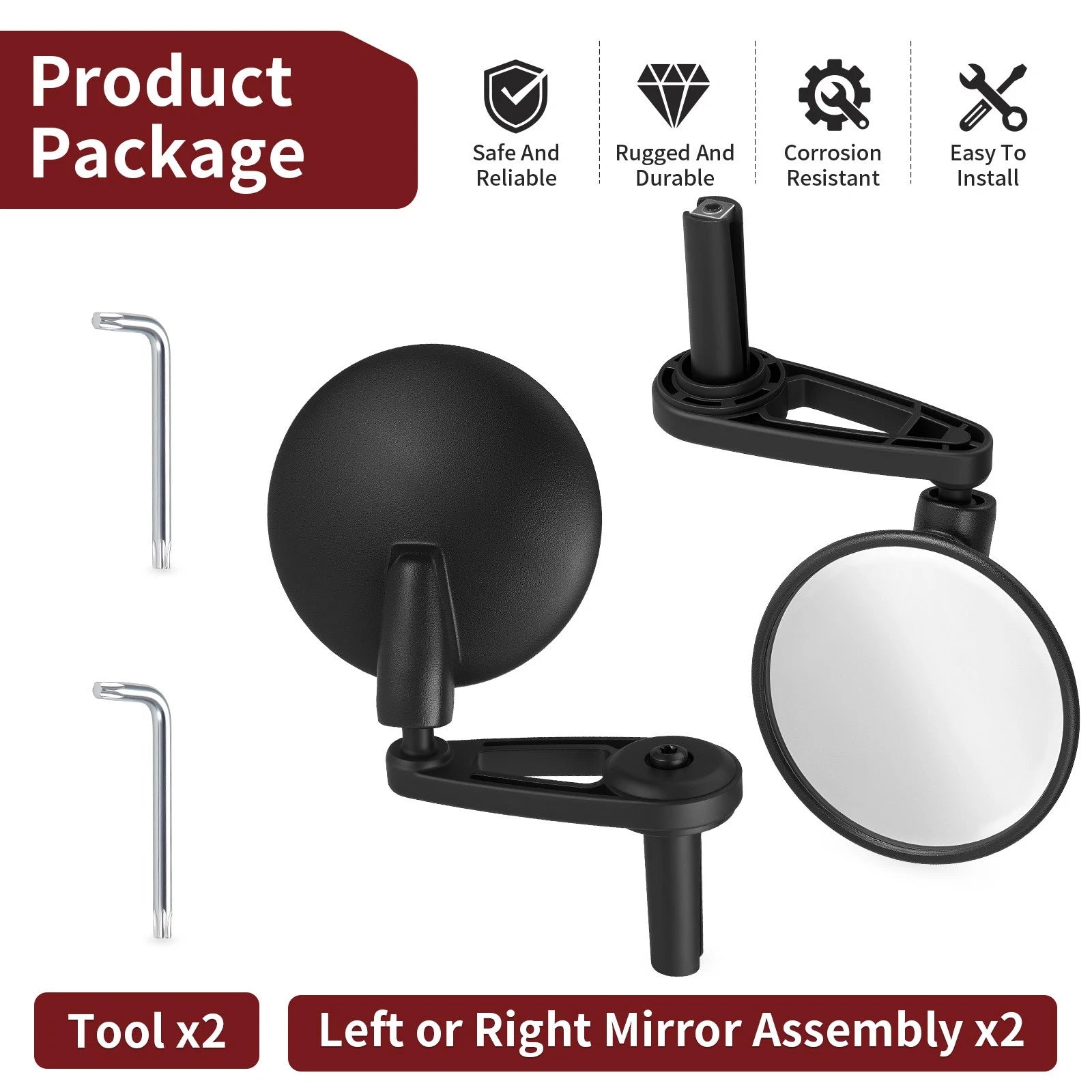 2X Mirror Assembly for Can-Am Ryker 600 900 (2019–2025) 705011225