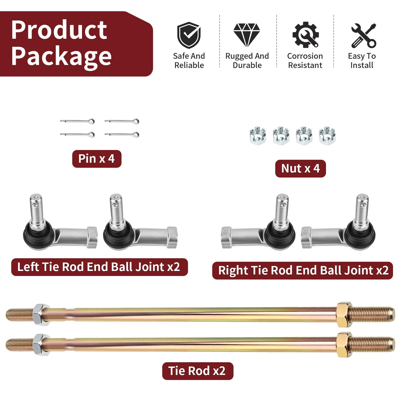 Tie Rods w/End Kit for Can-Am Renegade 500 570 650 800R 850 1000 1000R (2013–2023) 703500783