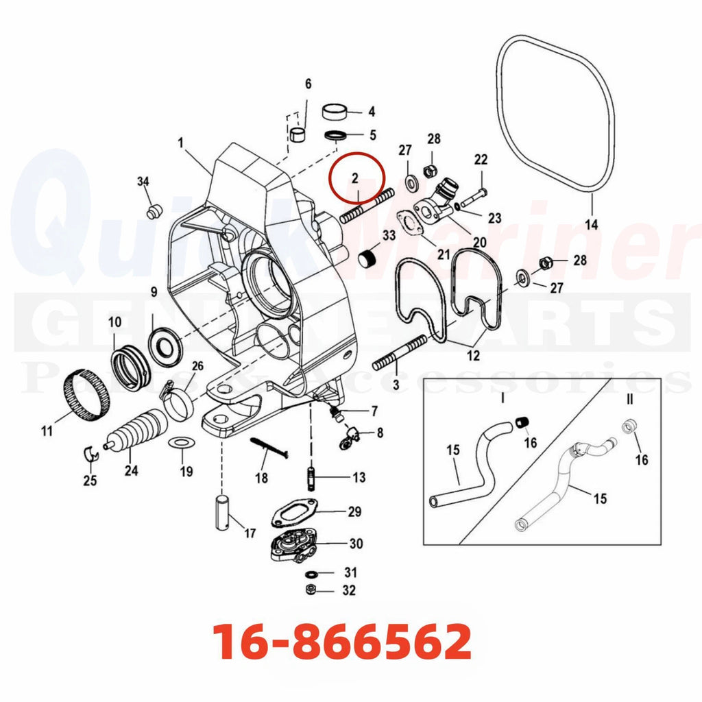 Set of 4 MerCruiser Studs W/Gimbal Housing 16-56296 16-866562