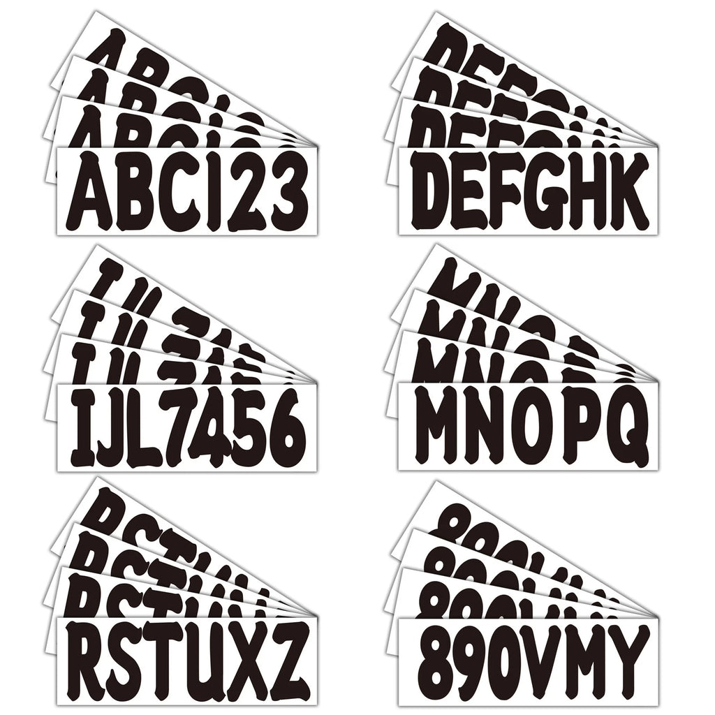Black Alpha-Numeric Registration Stickers Decals for Boat