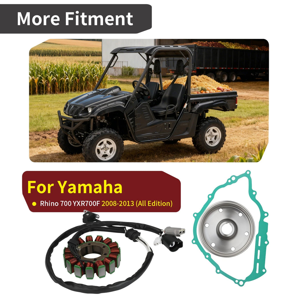 Flywheel Rotor & Stator with Cover Gasket for Yamaha Rhino 700 YXR700F (2008–2013)