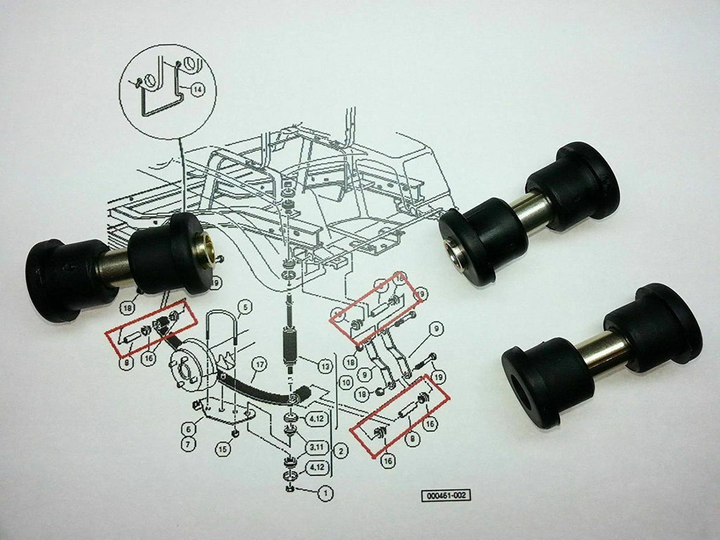 Leaf Spring Bushing Kit for Club Car DS Golf Cart (1981–Present)