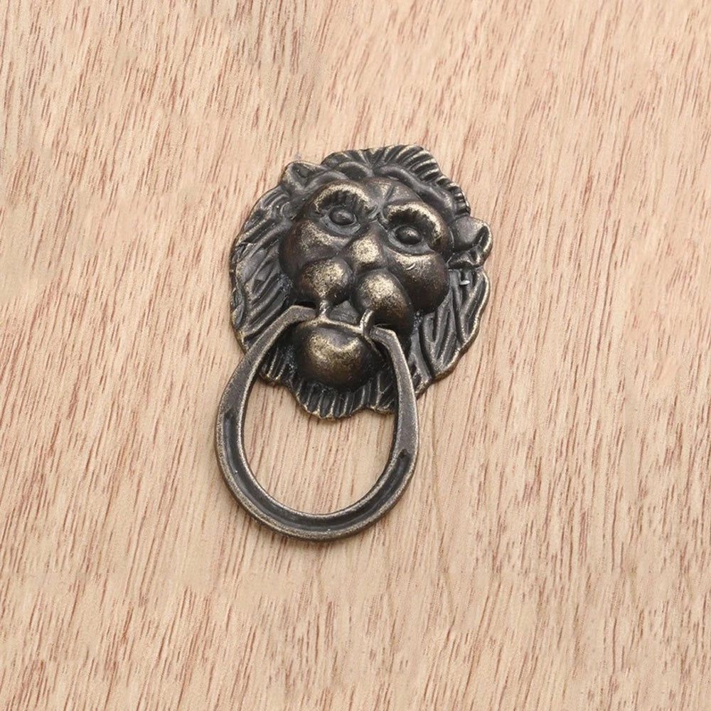 Set of 5 Antique Bronze Lion Head Door Pull Handles 28x48mm