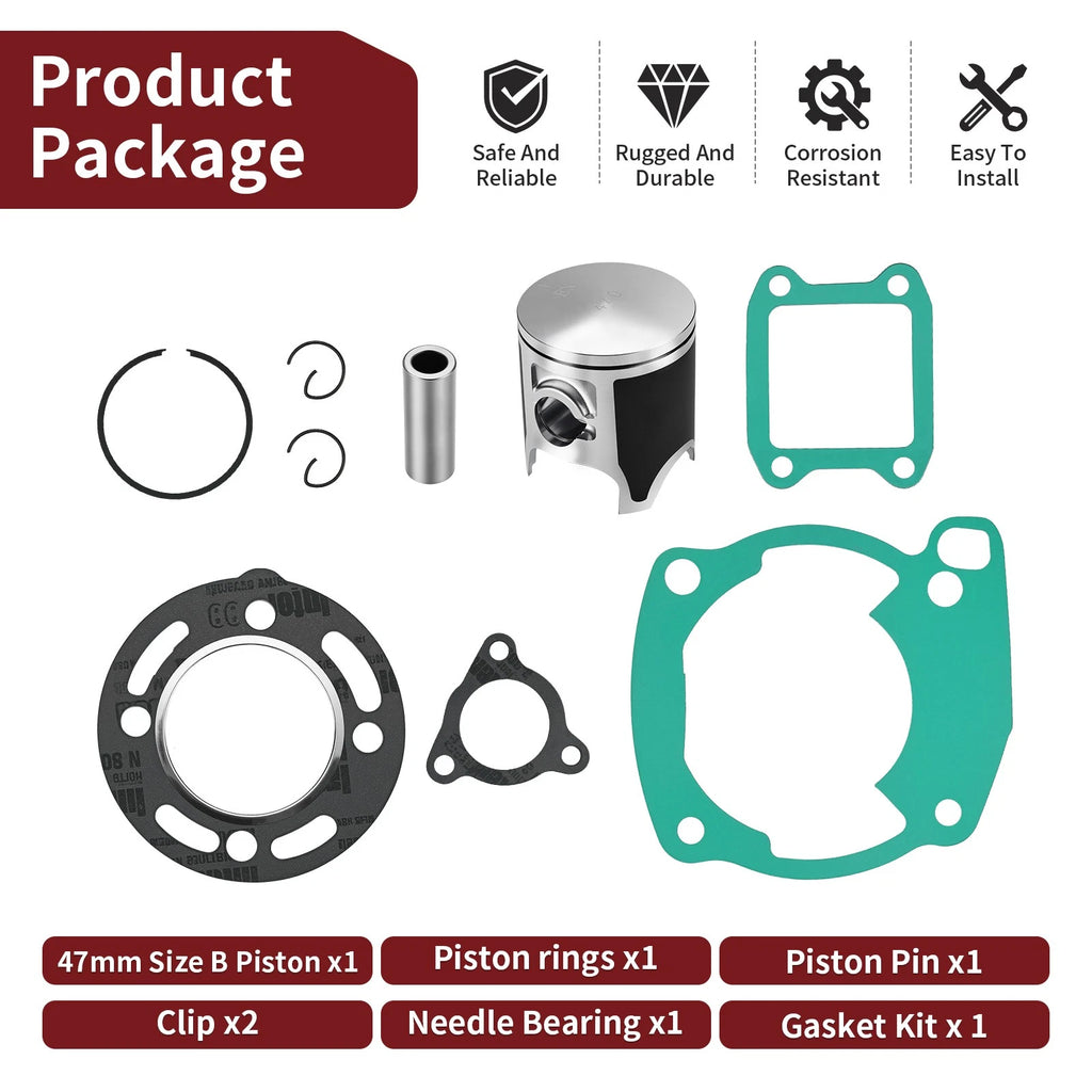47mm Piston Kit & Gaskets Set for Honda CR80R (1986–1991)