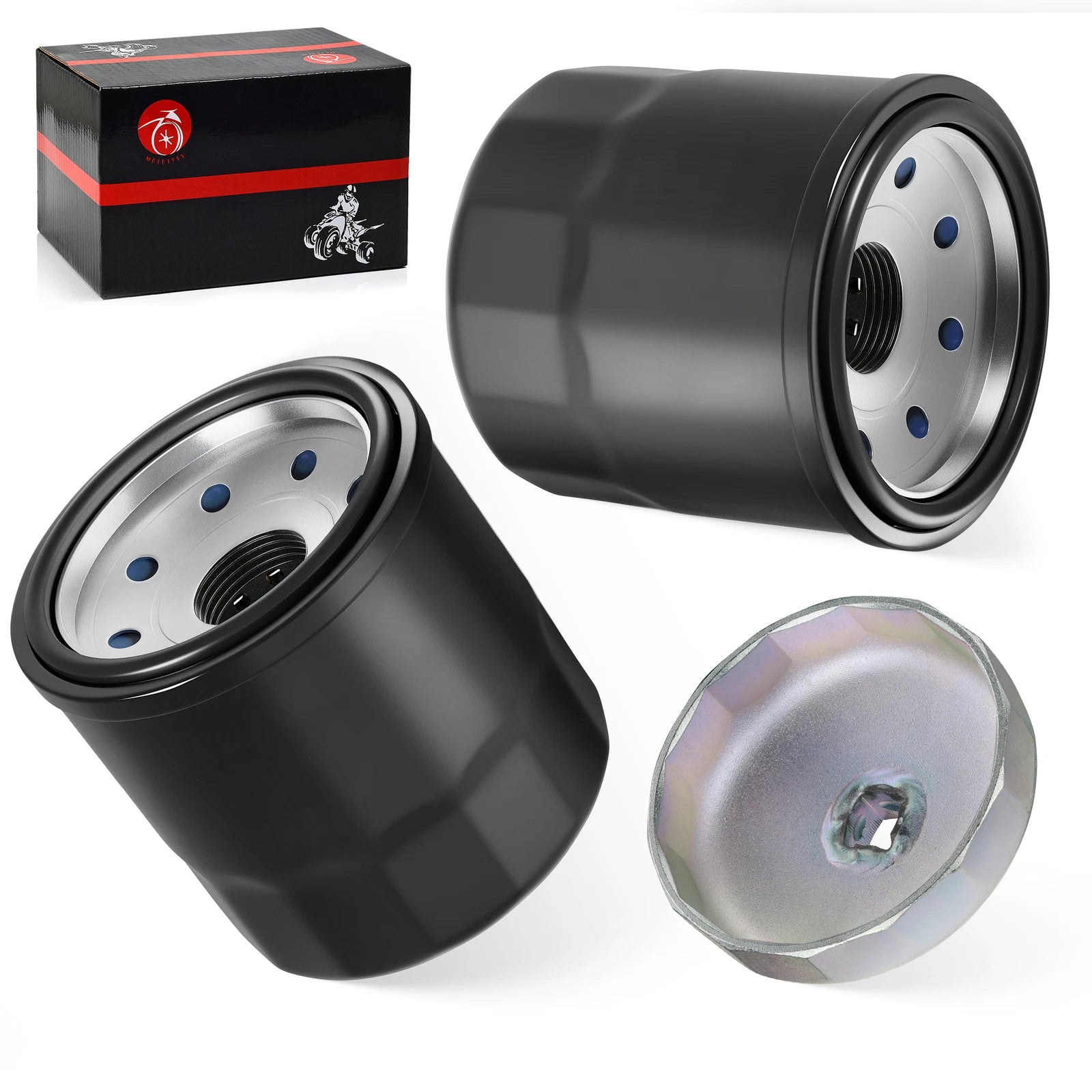 2 Oil Filters w/Tool for Yamaha Grizzly YFM350 YFM400 YFM450 YFM550 YFM660 YFM700