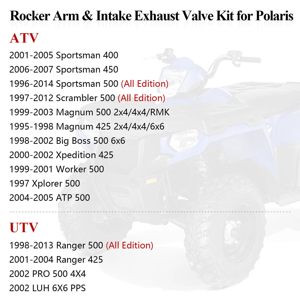 Rocker Arm Intake Exhaust Valve Kit for Polaris Magnum 425 500 Big Boss ATP 500 (1995–2005)