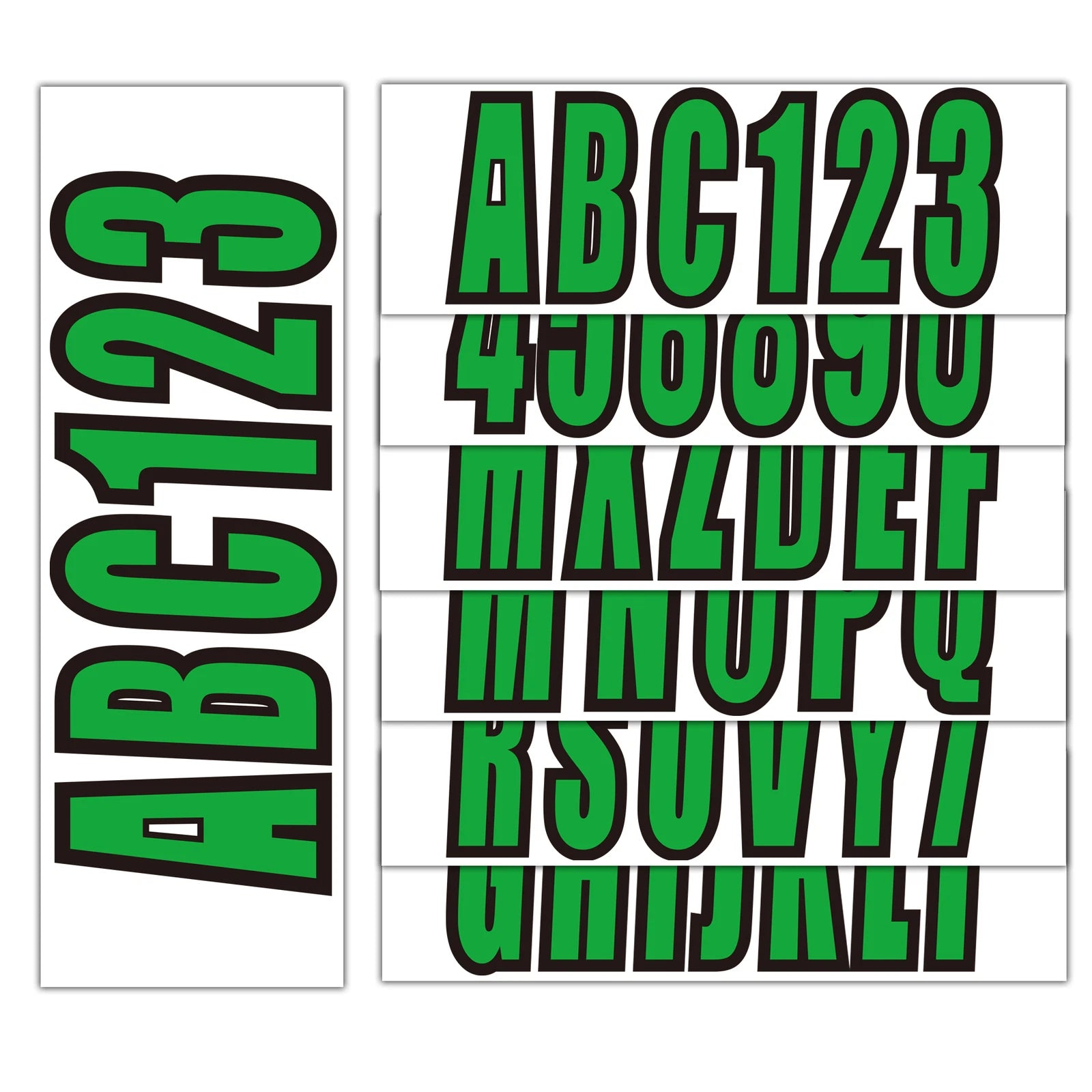 Set of 4 Green Decal Letters & Numbers for Boat Registration A-Z 0-9