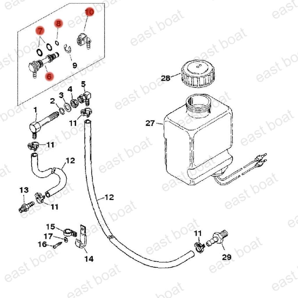 Fitting 861150T02 & Connector 861163 for Mercruiser Bravo One Two Three