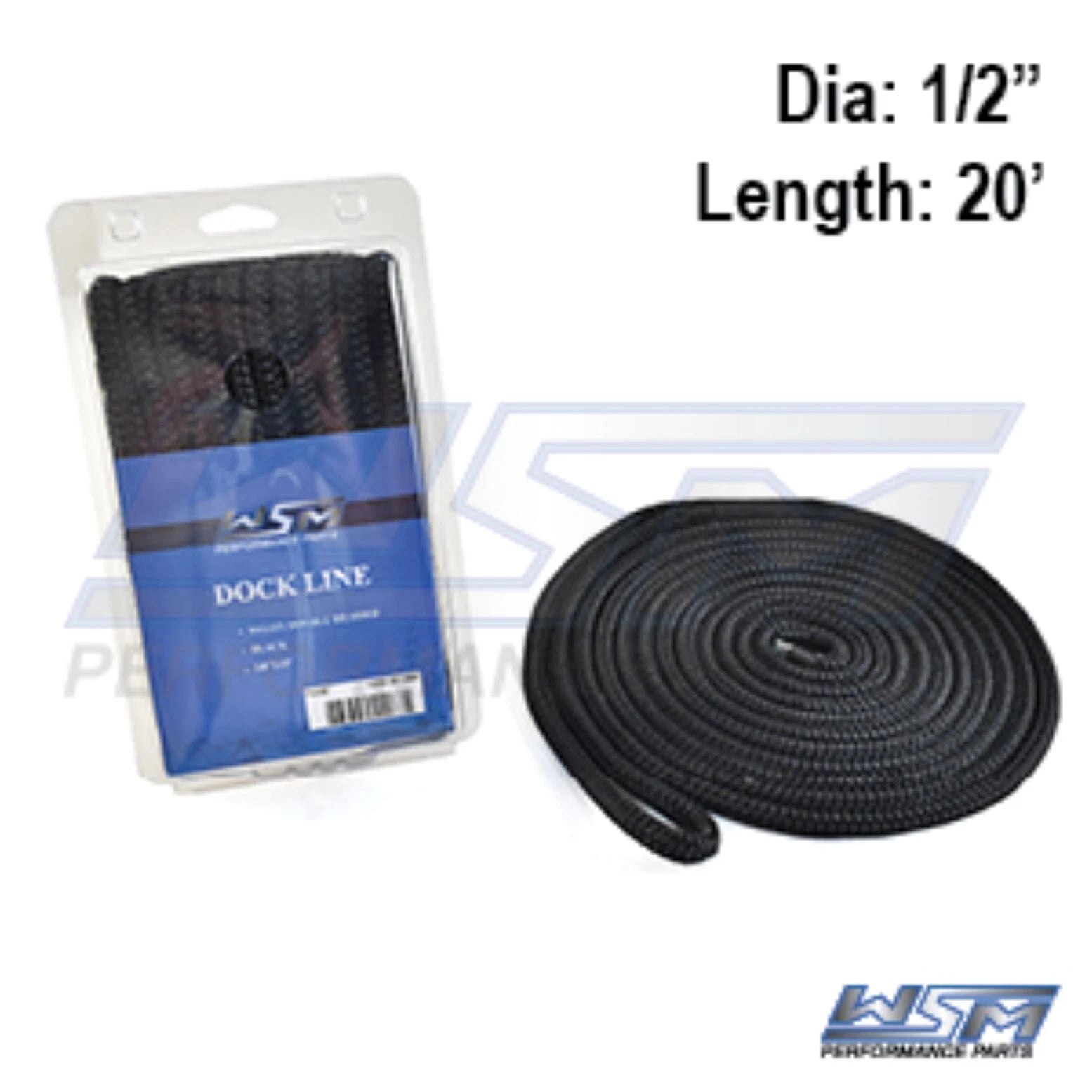 Dock Line 1/2" x 20' Nylon for WSM (1000-1220BK)