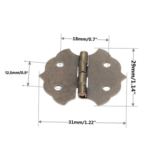 12Pc Antique Bronze Cabinet Hinge for Wooden Box Jewelry Chest