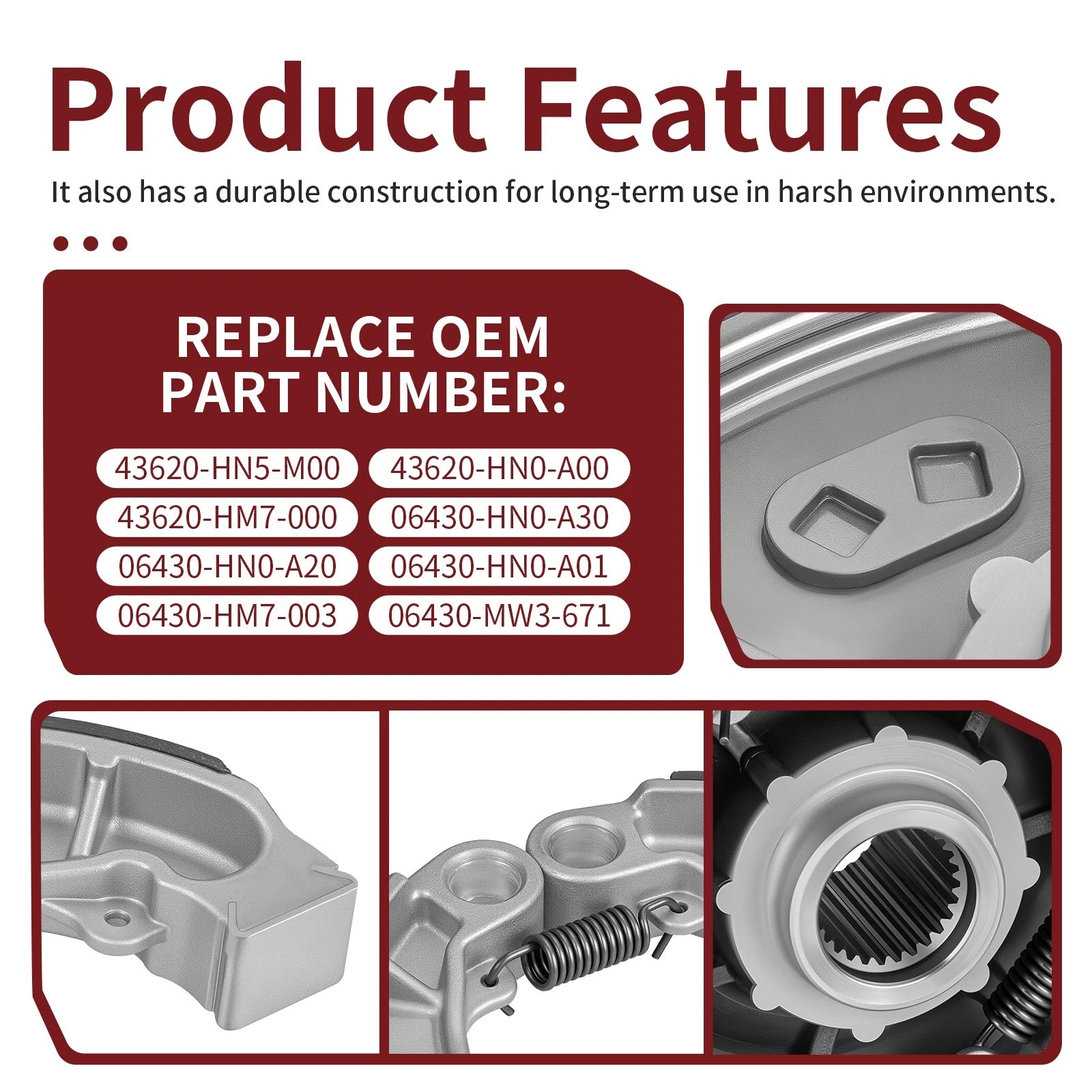 Rear Brake Drum Hub 43620-HN5-M00 for Honda Rancher 350 400 450 (2000–2006)