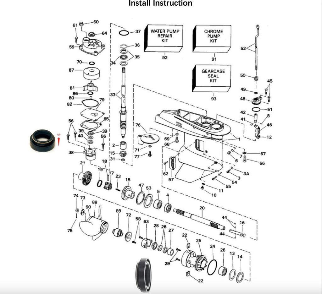 Lower Unit Seal Kit for Johnson Evinrude (18-2694, Replaces J/E 433550, 777551)