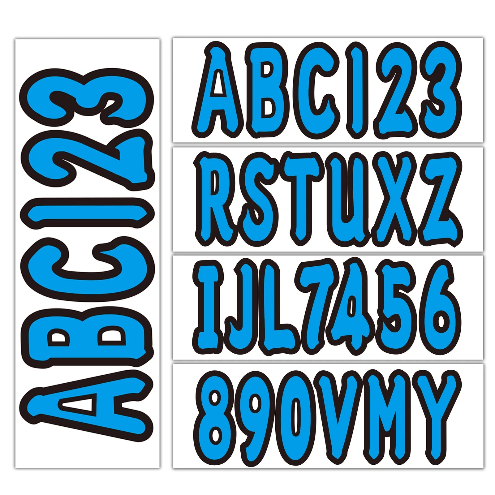 Set of 4 Personalized Boat Registration Decals A-Z & 0-9 Blue