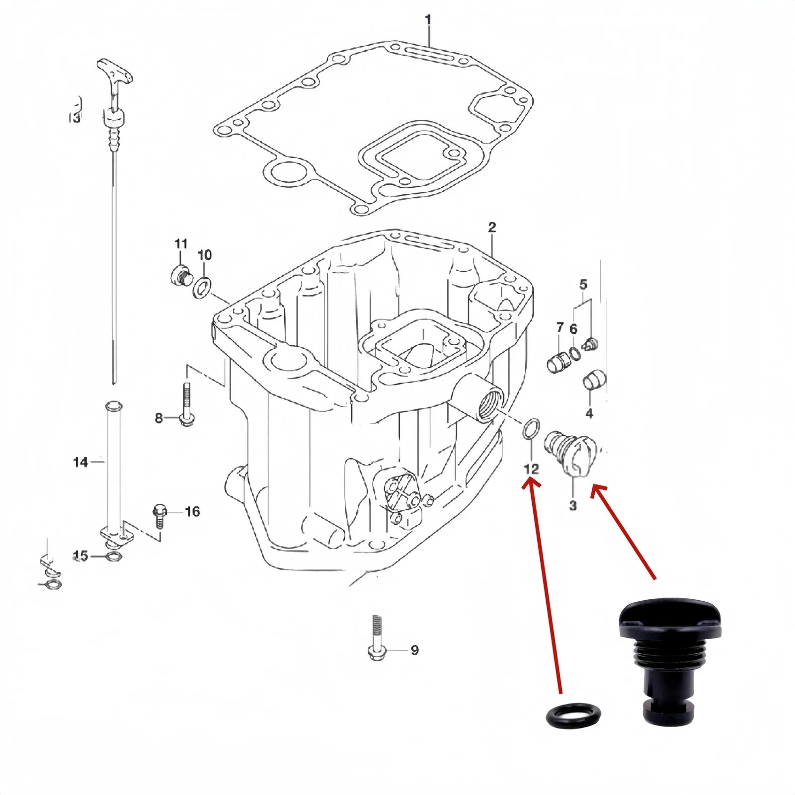 Water Flush Plug Set of 2 with O-Ring Gasket for Suzuki DF25-DF140 (17913-99E12, 09280-13005)