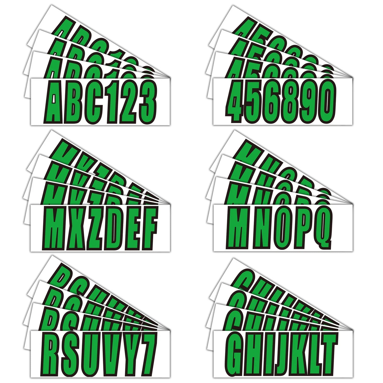 Set of 4 Green Boat Registration Decals A-Z & 0-9 for Boats