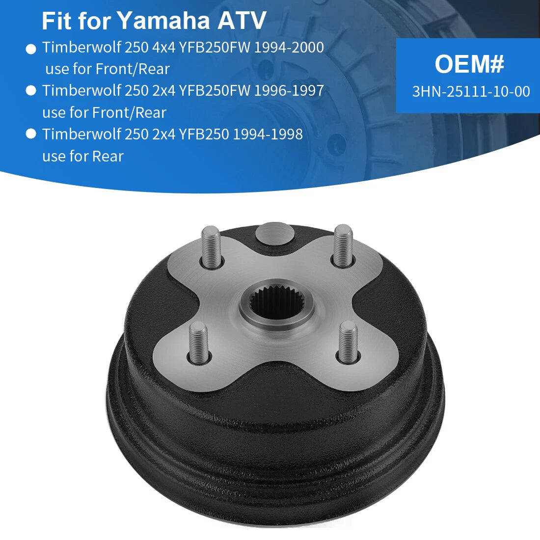 2X Brake Drum Hub for Yamaha Timberwolf 250 (1992–1998) YFB250FW YFB250