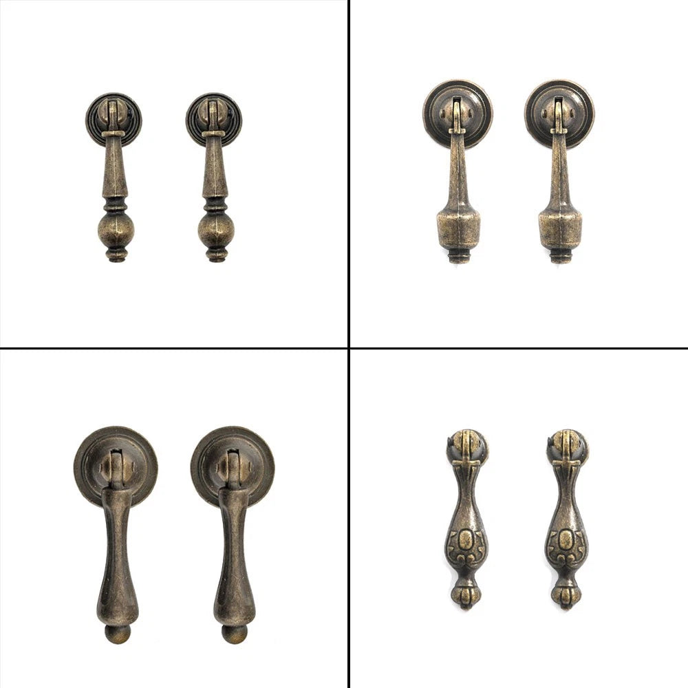 Set of 10 Antique Drawer Pull Knobs for Cabinet Hardware