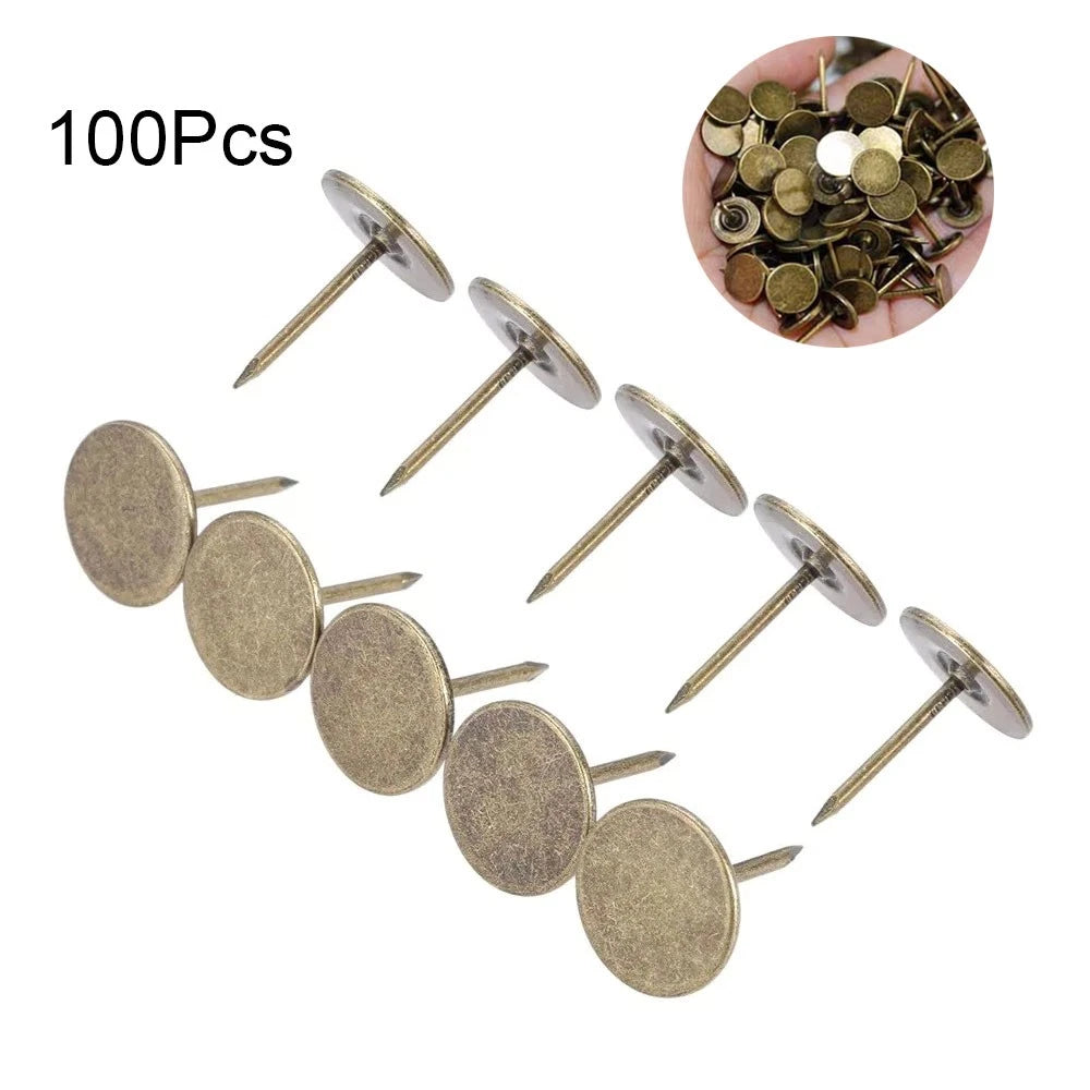 100pcs Upholstery Nails Flat Head Push Pins Studs for Vintage Projects