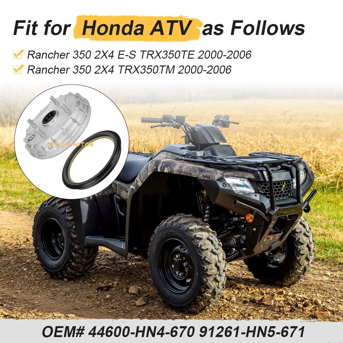 Front Brake Drum with Seal for Honda Rancher 350 TRX350TM (2000–2006) #44600-HN4-670