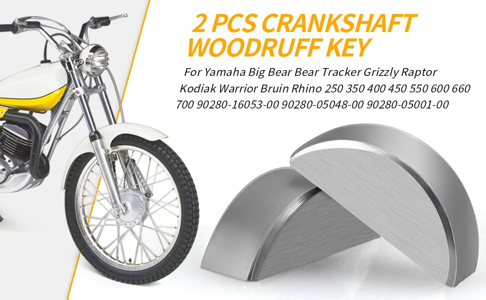 2 Crankshaft Woodruff Keys for Yamaha Big Bear, Bear Tracker, Grizzly, Raptor, Kodiak