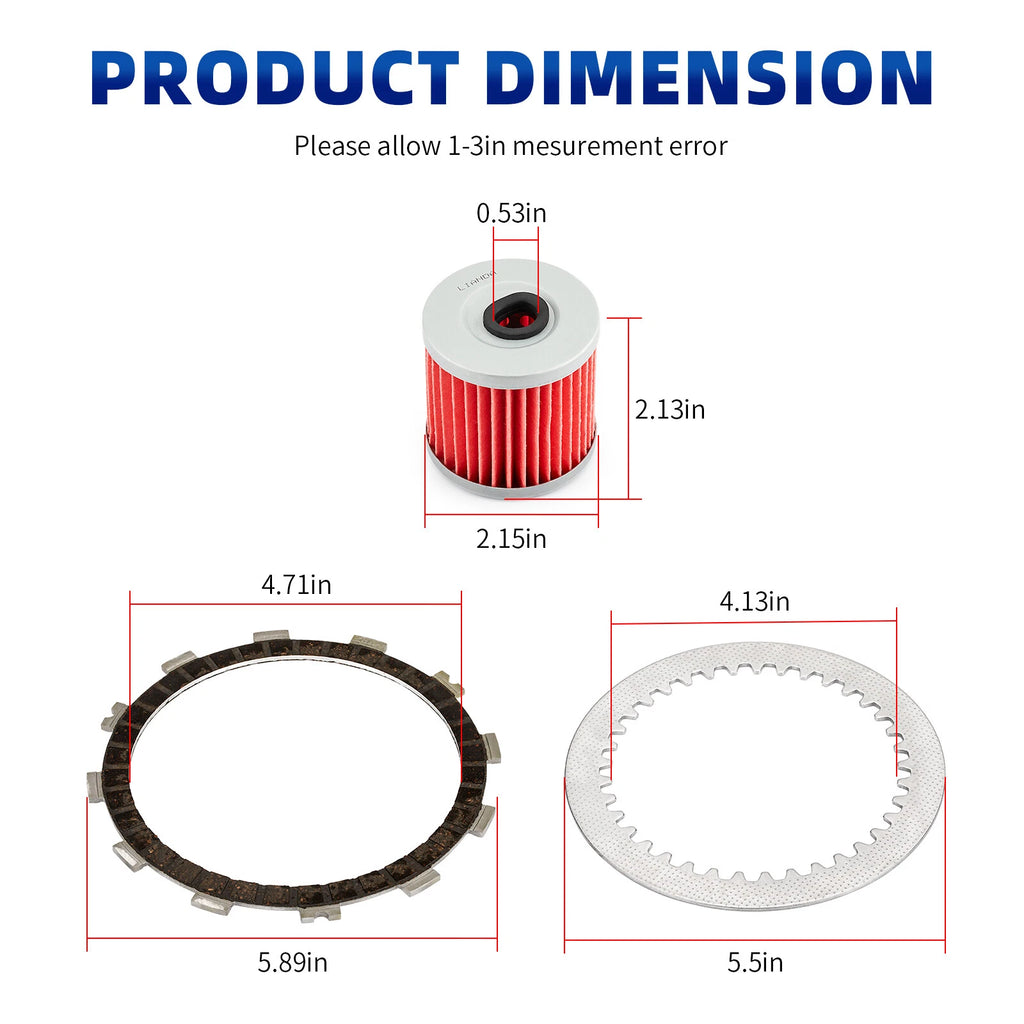 Clutch Friction Plates & Gasket Kit for Kawasaki Bayou KLF300, Lakota KEF300
