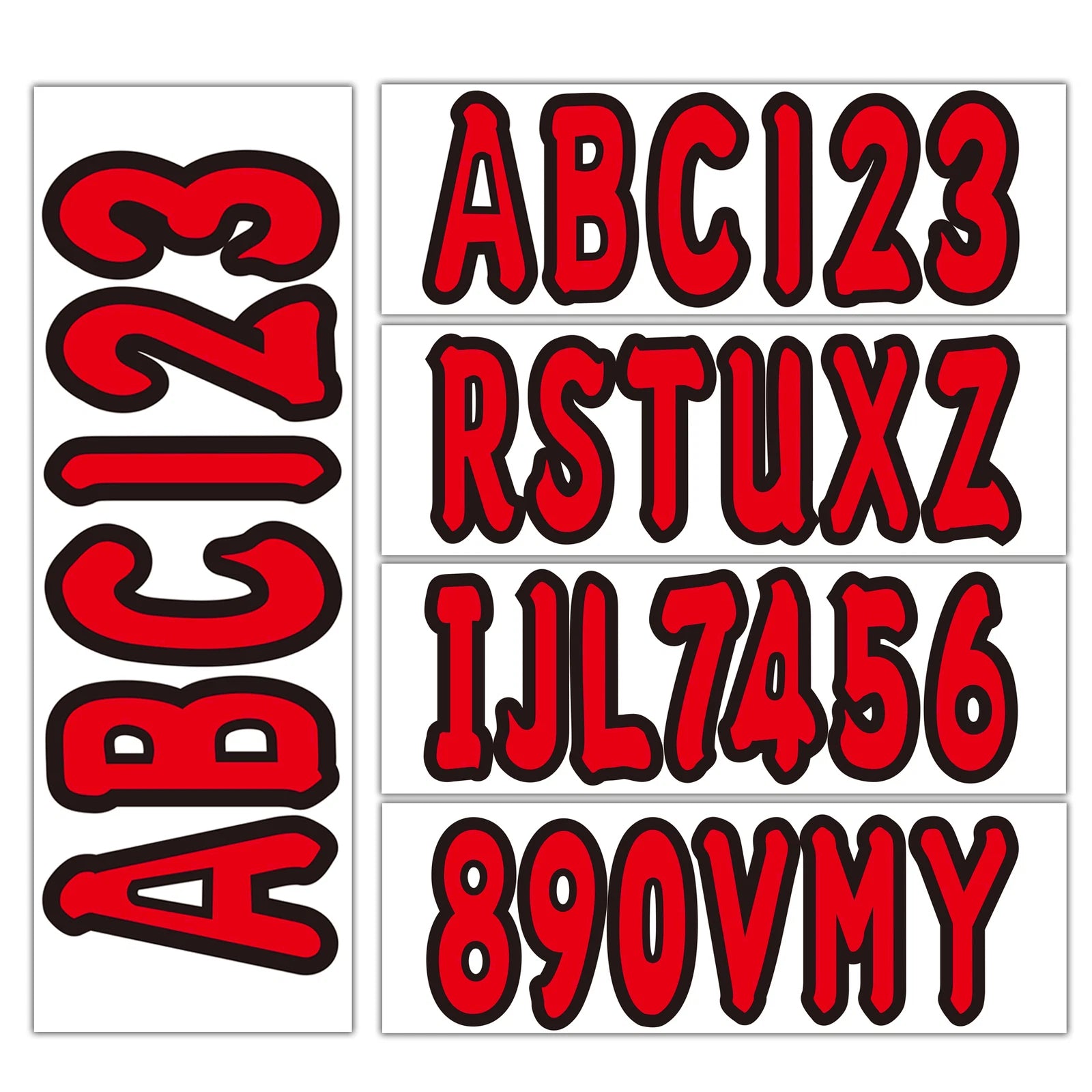 Set of 4 Boat Registration Decals A-Z & 0-9 Red
