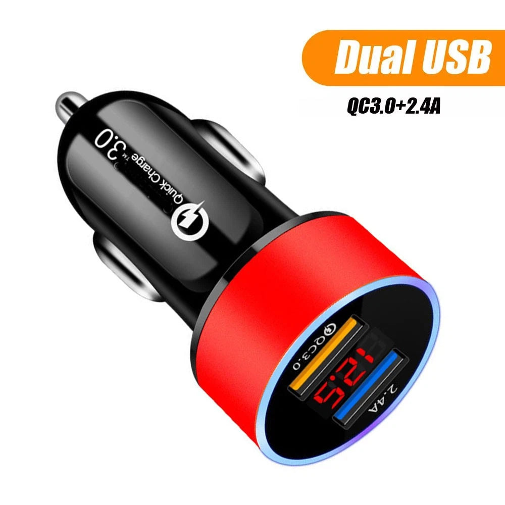 Dual USB Car Charger Adapter for QC3.0 with LED Display