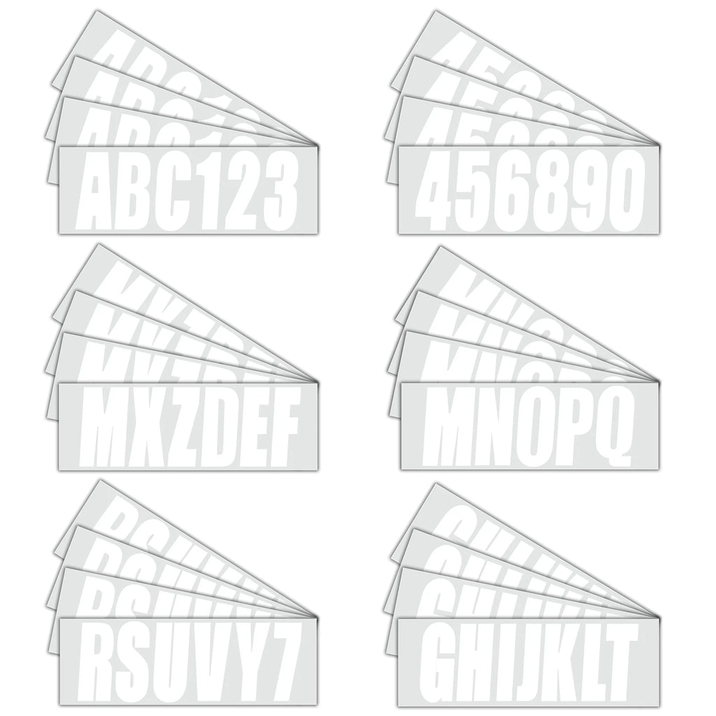 4X Boat Registration Numbers & Letters Decal Stickers 3" White