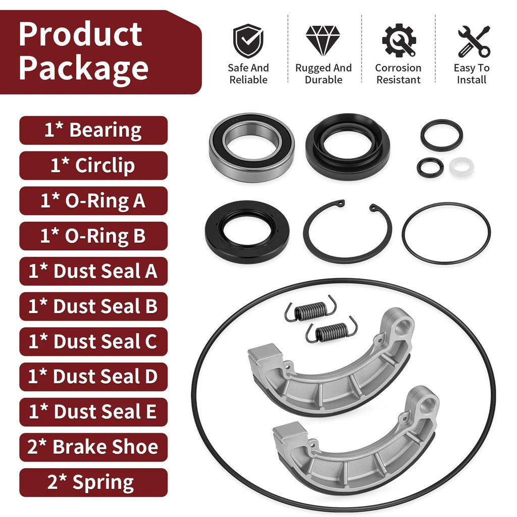 Rear Brake Drum Bearing Seals Shoes Kit for Honda Rancher TRX420 (2007–2013)