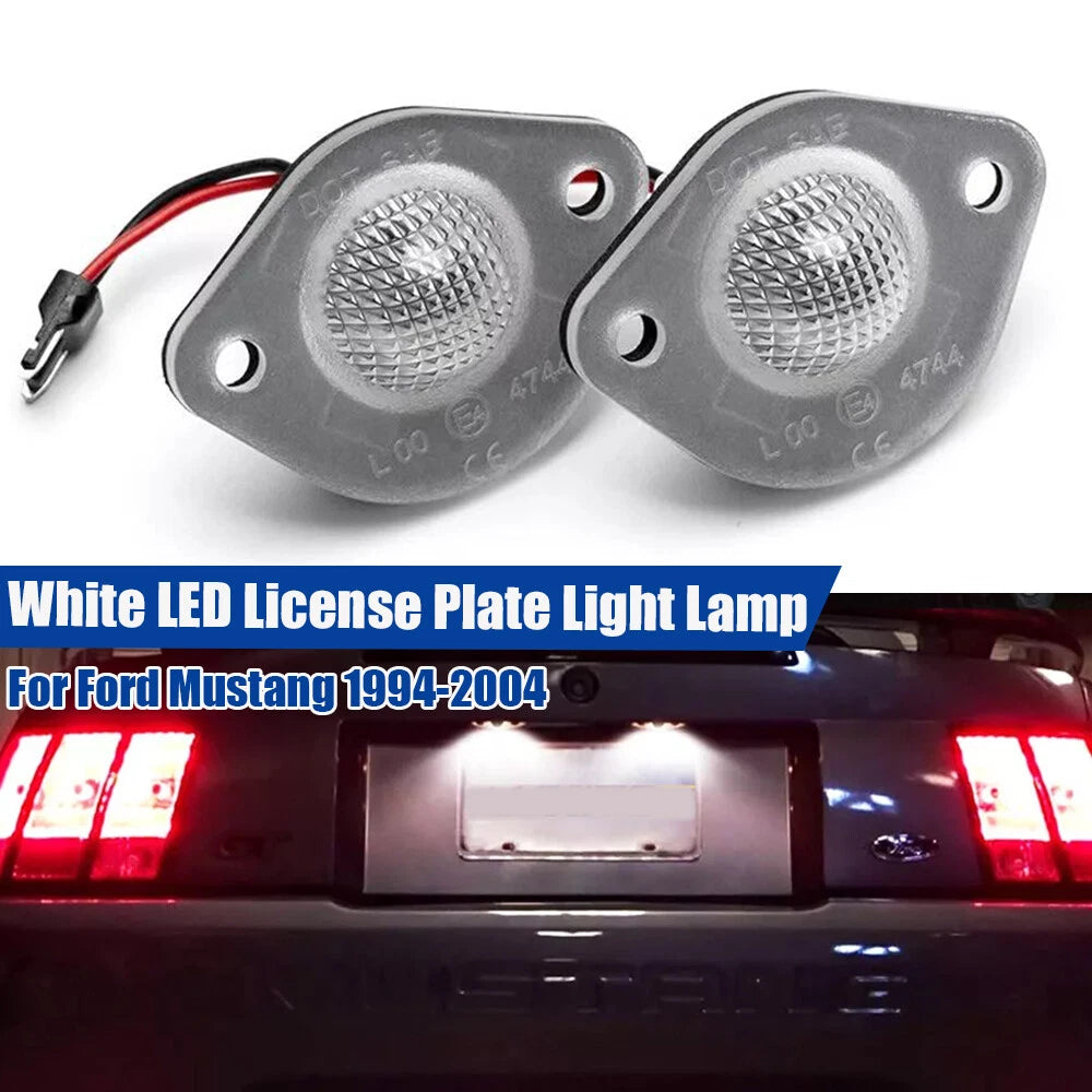 2X White LED License Plate Light Lamp for Ford Mustang (1994–2004)