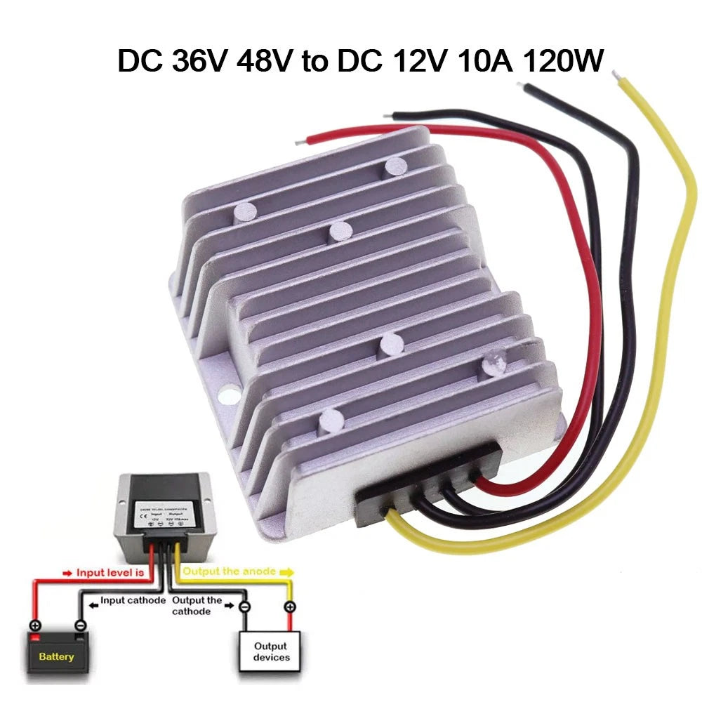 48V to 12V 10A Voltage Reducer Converter for Golf Cart (Waterproof)