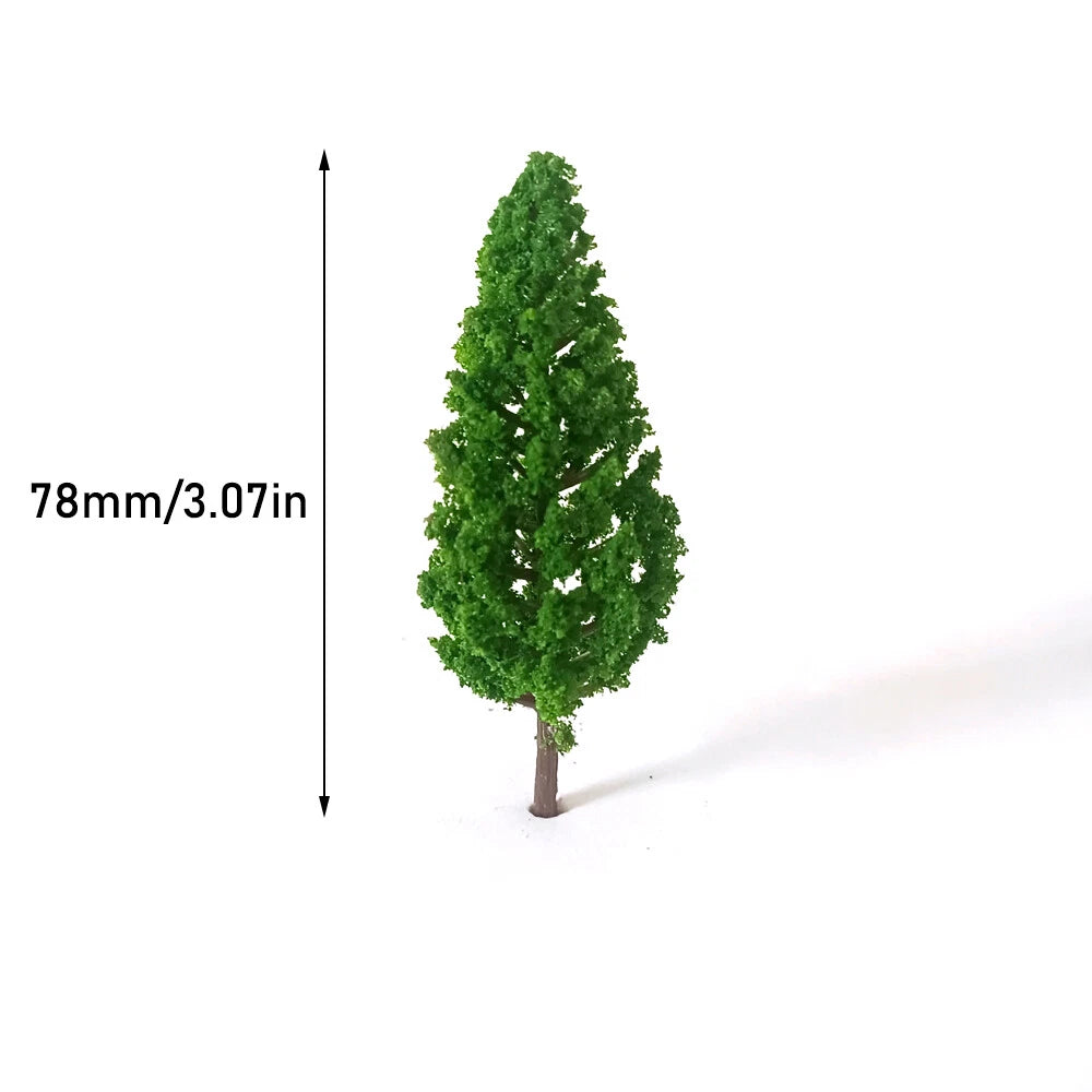 80Pcs 3.07" Green Pine Trees for Train Railway Garden Landscape