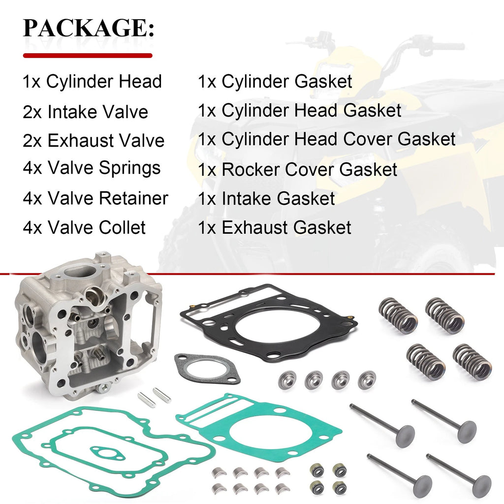 Engine Cylinder Head with Valve Gasket Kit for Polaris ATP 500 4x4 (2004–2005)