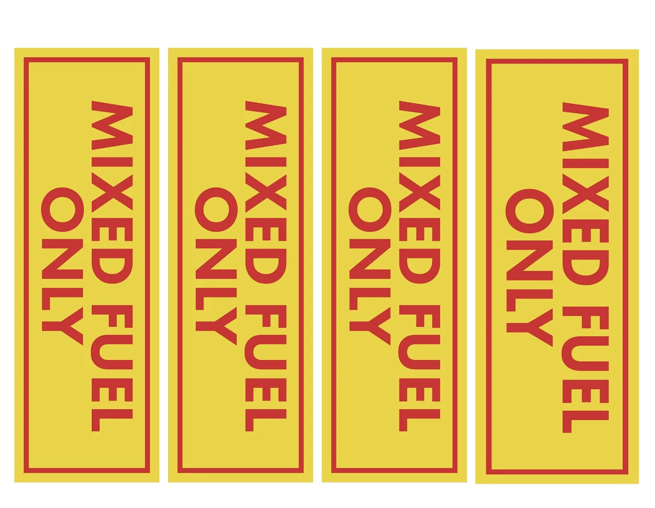 Set of 4 Mixed Fuel Only Stickers for Gas Gasoline Oil Trimmers