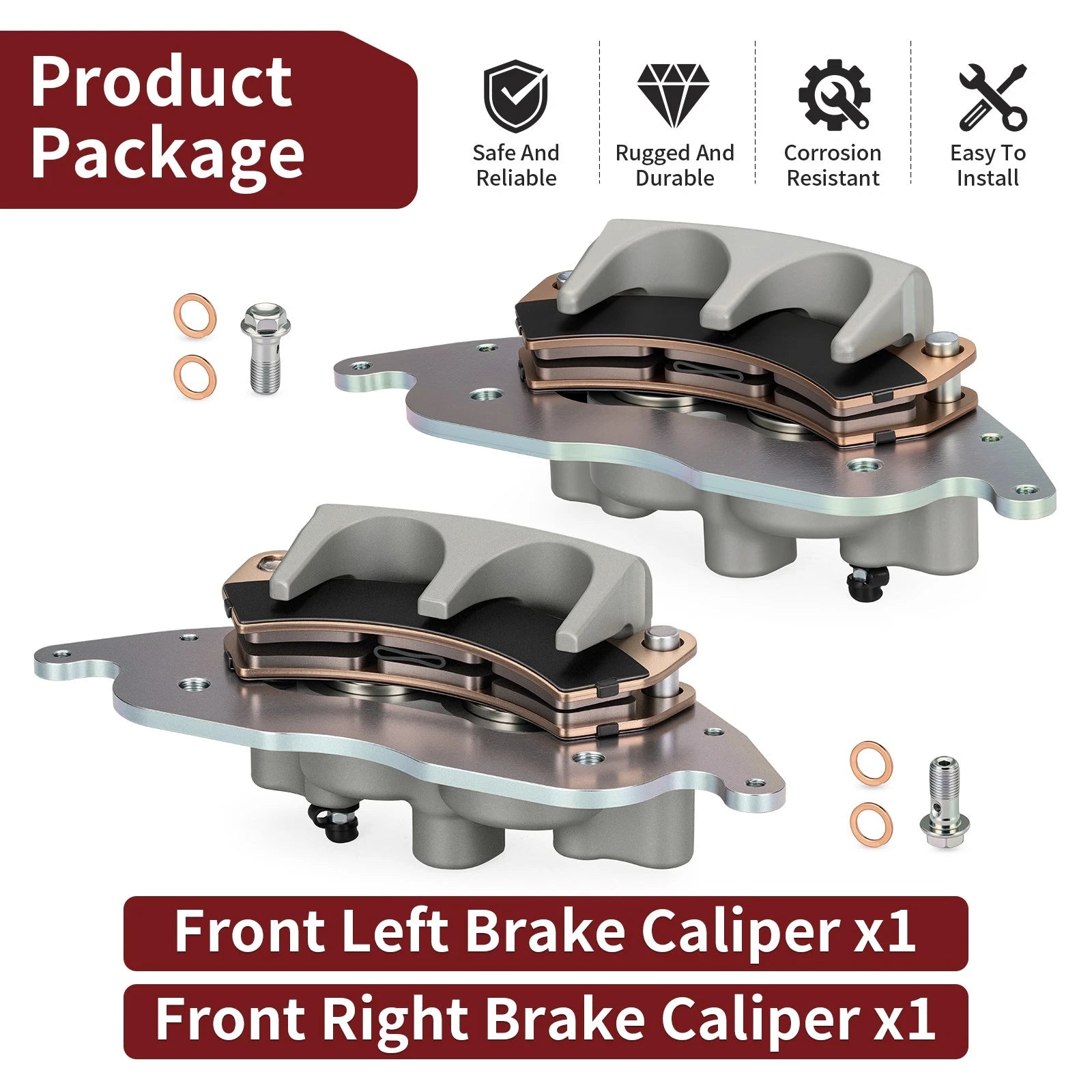 Set of 2 Front Brake Calipers Kit 1913467 1913468 for Polaris RZR PRO XP 4 (2020–2023)