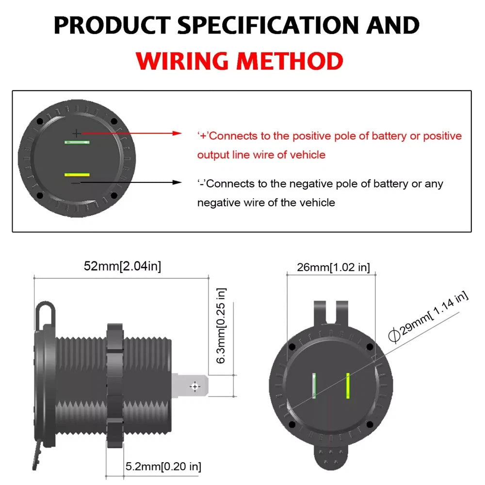Cigarette Lighter Socket USB Charger for Car (Waterproof)