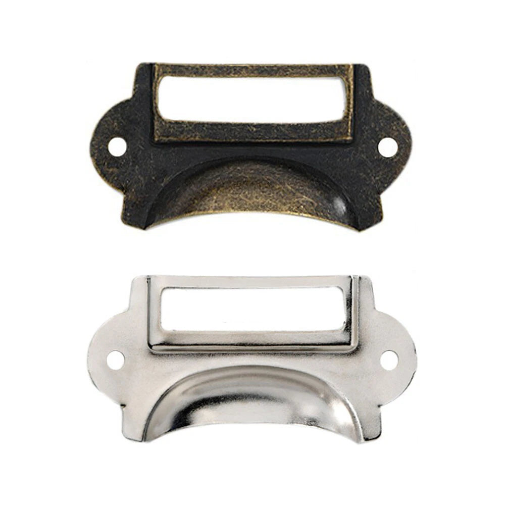 Set of 6 Drawer Cabinet Frame Label Tag Shell Pull Handles