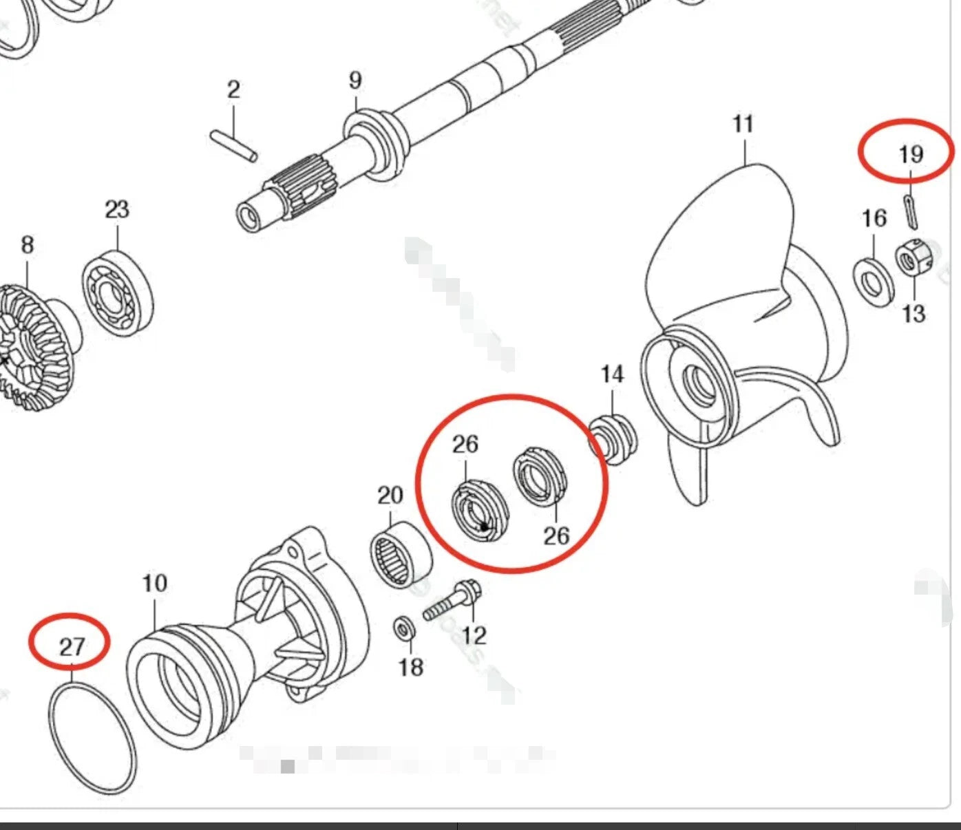 Lower Gearcase Seal Kit for Tohatsu 60HP - 225HP (HZZ3-91252-003, HZW1-91351-B02)