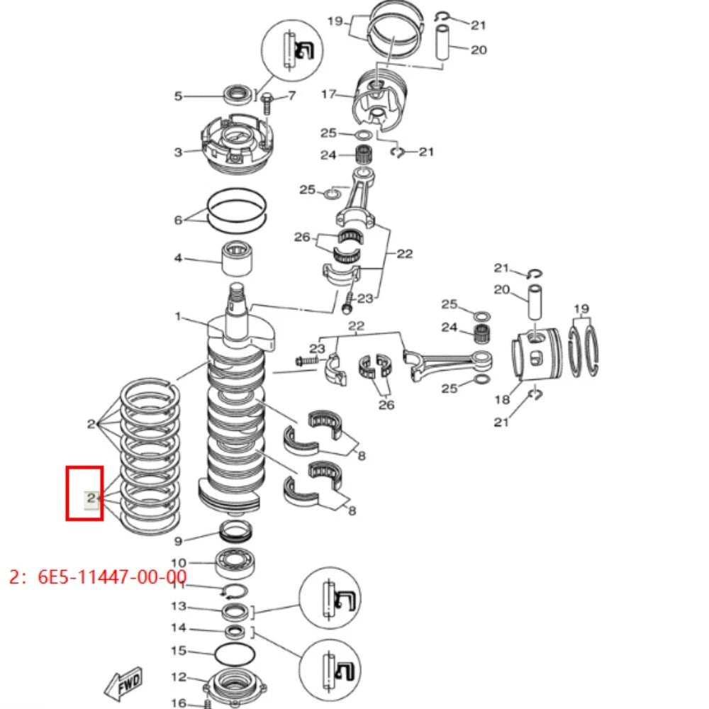 Crankshaft Sealing Ring for Yamaha Marine (6E5-11447-00)