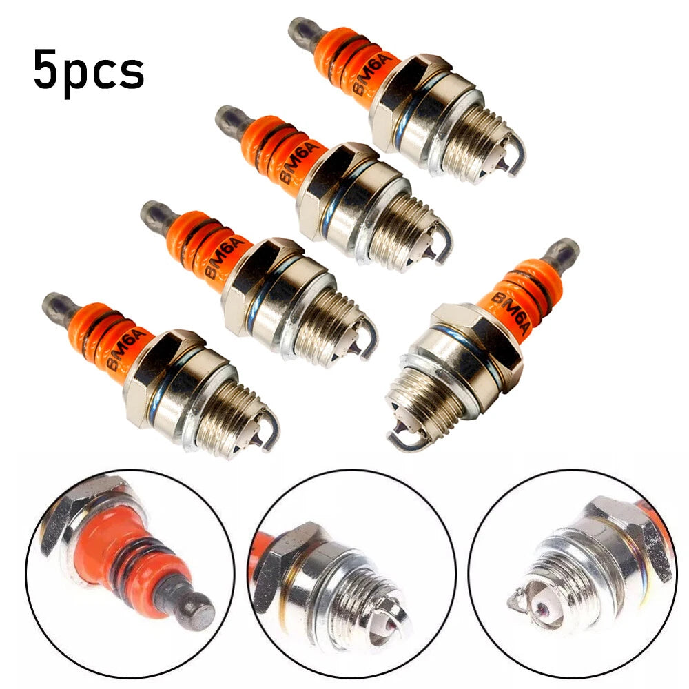 5Pcs BM6A Ceramic Spark Plug for M7/L7T/CJ8/1560 (Lawn Mower/Chainsaw)