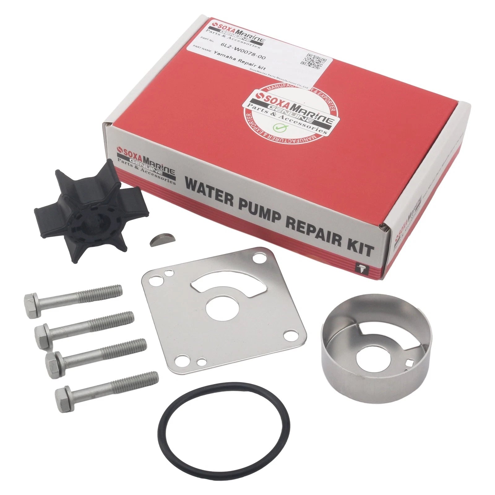Water Pump Impeller Kit for Yamaha 2-Stroke 20 25 HP Outboards (6L2-W0078, 20D, 25N)