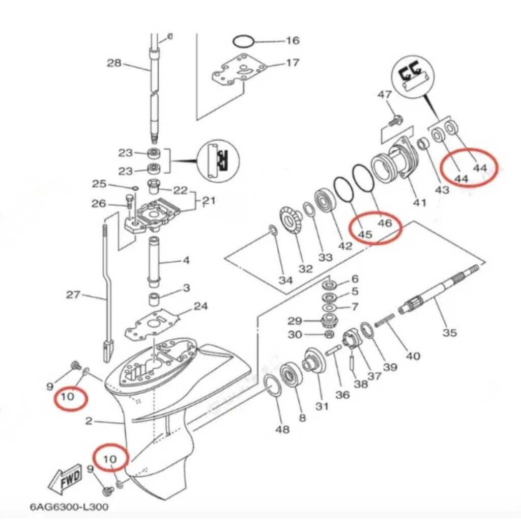 Seal Kit for Yamaha 9.9 13.5 15 20 HP Models (93101-17054)