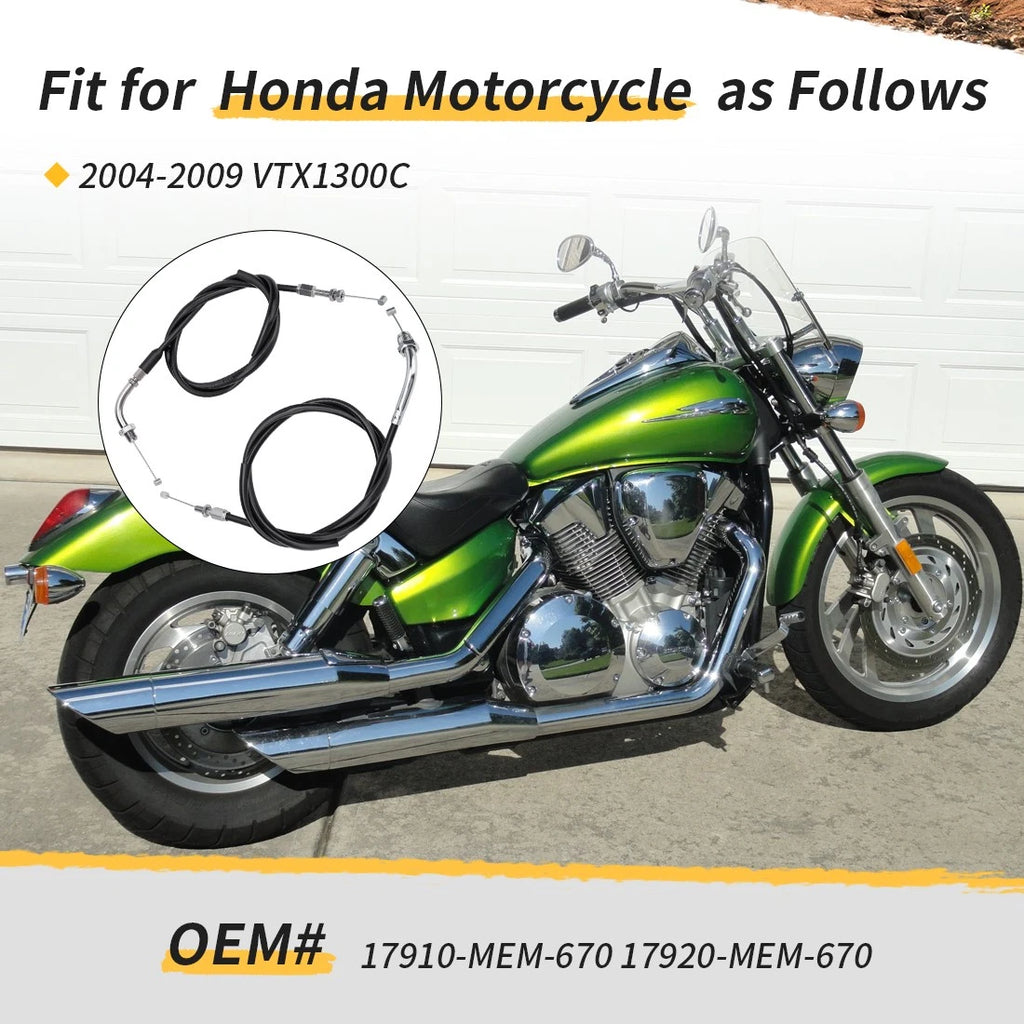 Throttle Cable A + B for Honda VTX1300C (2004–2009) 17910-MEM-670, 17920-MEM-670