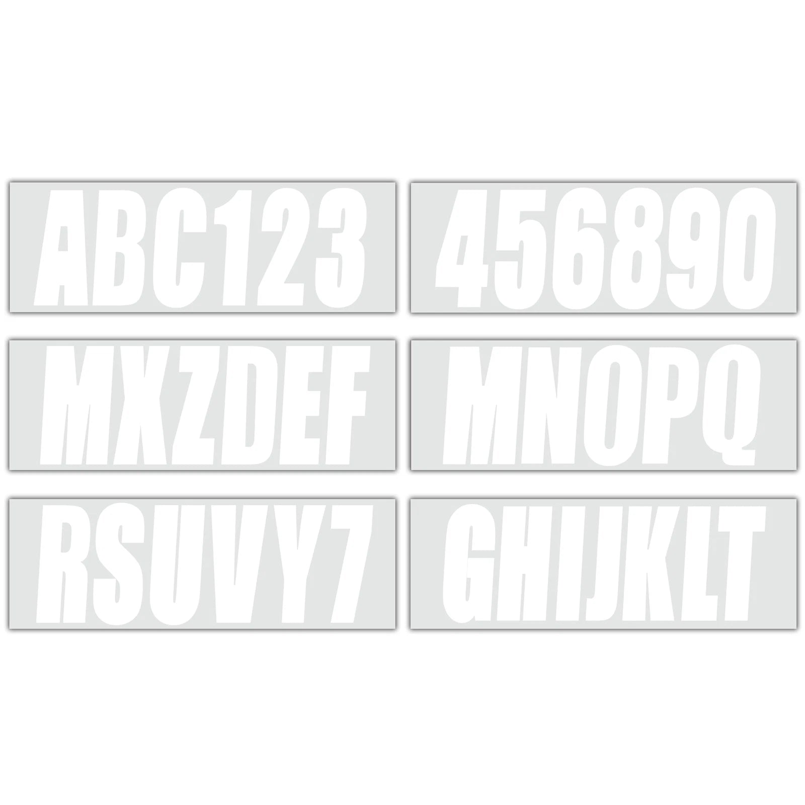 Set of 4 White Boat Registration Decals A-Z 0-9