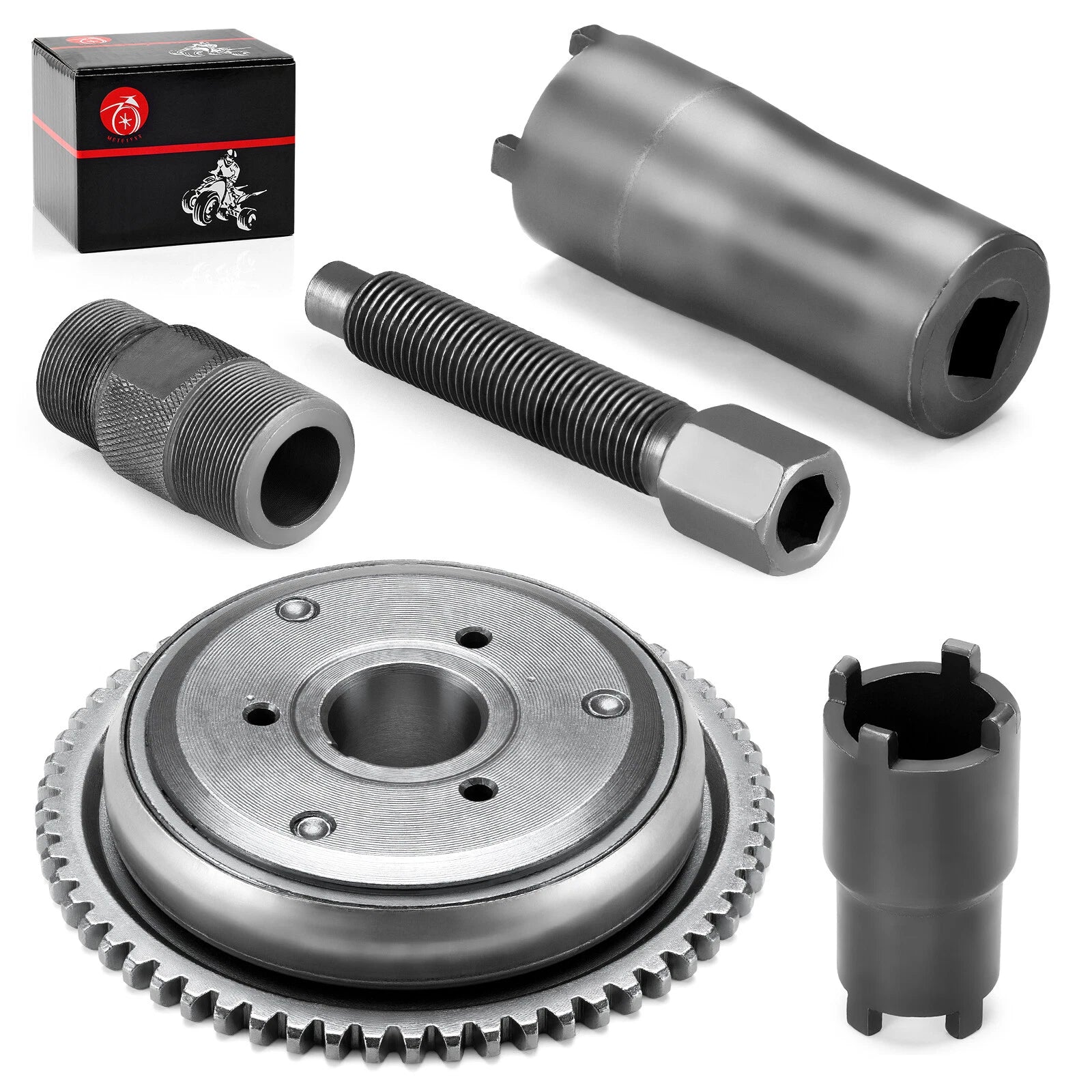 Magneto Flywheel Puller Tool & Starter Clutch for GY6 Scooter (125cc, 150cc, 152QMI)