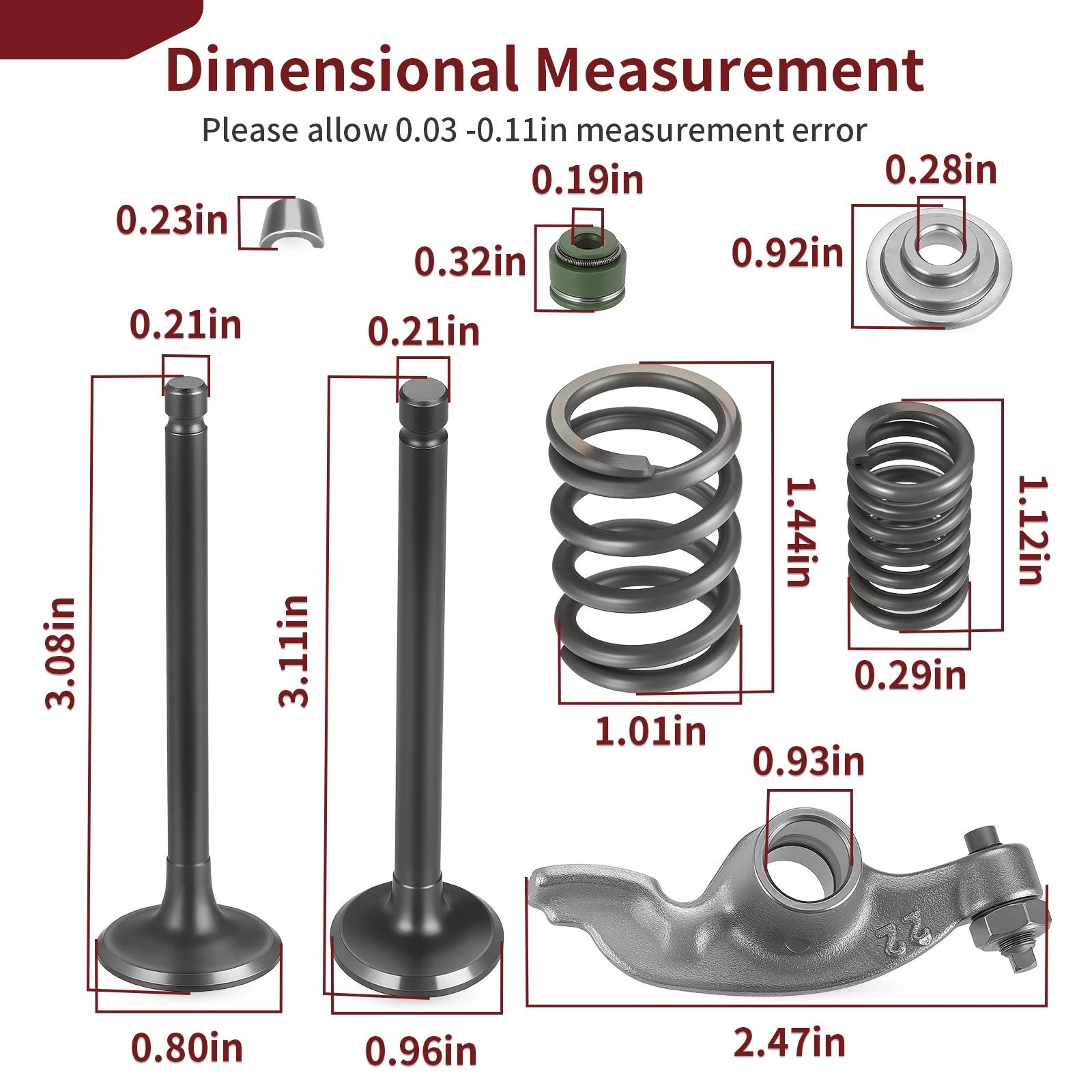 Rocker Arm and Intake Exhaust Valves for Honda CRF80F CRF100F XL100S XL80S XL75