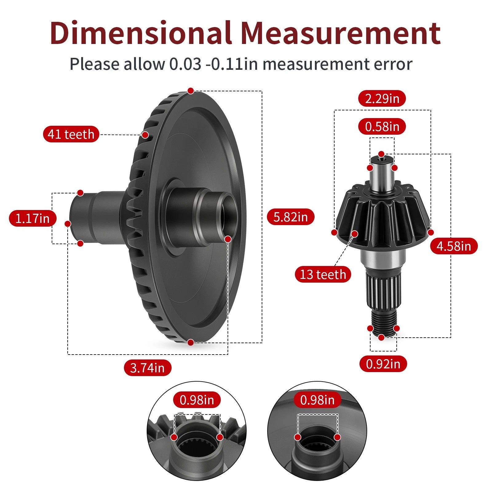 Rear Differential Gear Ring Pinion for Honda Foreman Rubicon 500 (2015–2019)